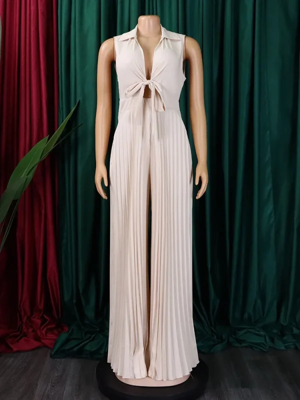 Party Club Romper Ruffles Halter Sleeveless Solid Wide Leg Office Lady - Image 5