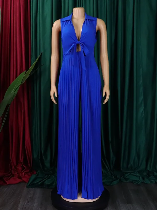 Party Club Romper Ruffles Halter Sleeveless Solid Wide Leg Office Lady - Image 6