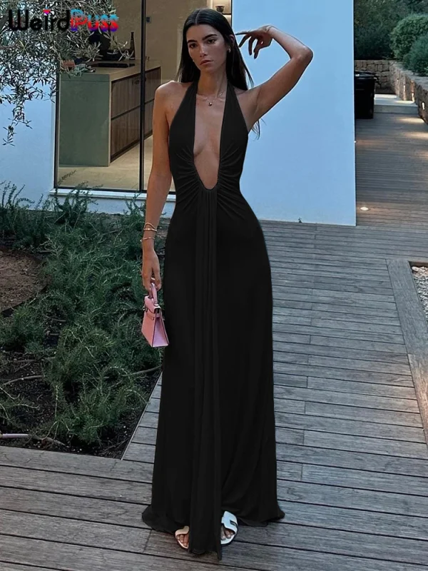 Dress Women Sexy Deep V-Neck Sleeveless - Image 5