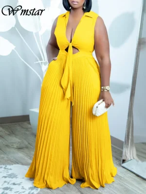 Party Club Romper Ruffles Halter Sleeveless Solid Wide Leg Office Lady